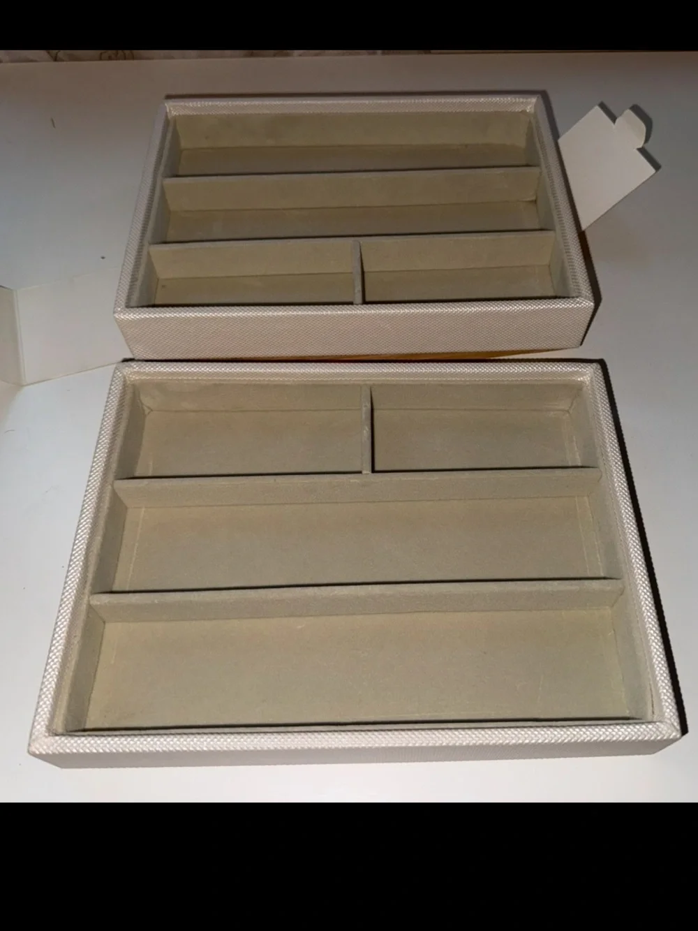 Bamboo Lid 2-Tier Jewelry Organizer - Natural wood and cream color